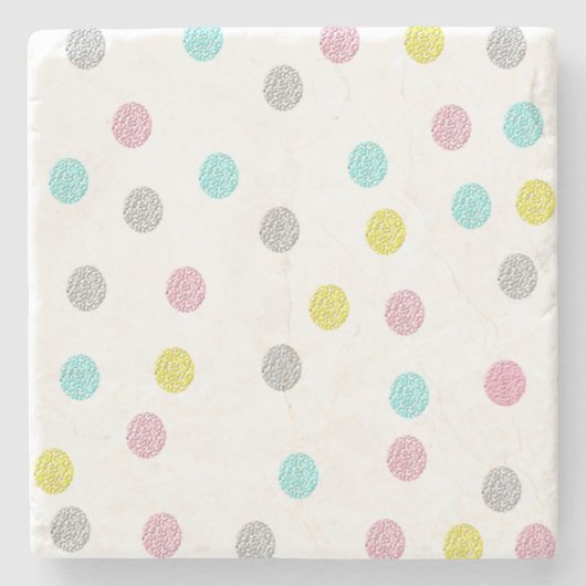 Pastel Polka Dots Steinuntersetzer (Vorderseite)