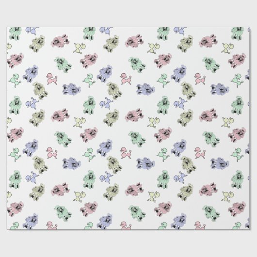 Pastel Poodles Geschenkpapier (Flach)