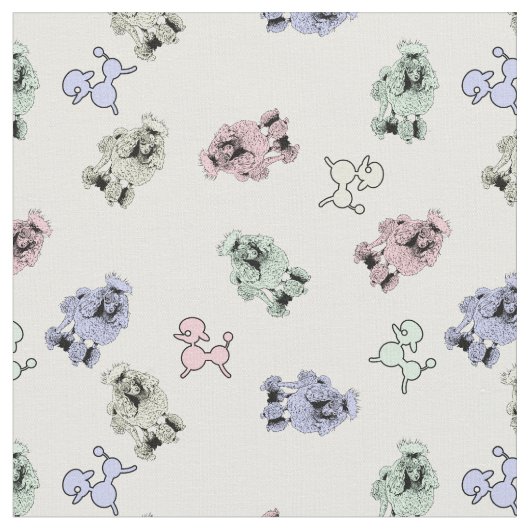 Pastel Poodles Stoff (Nahaufnahme)