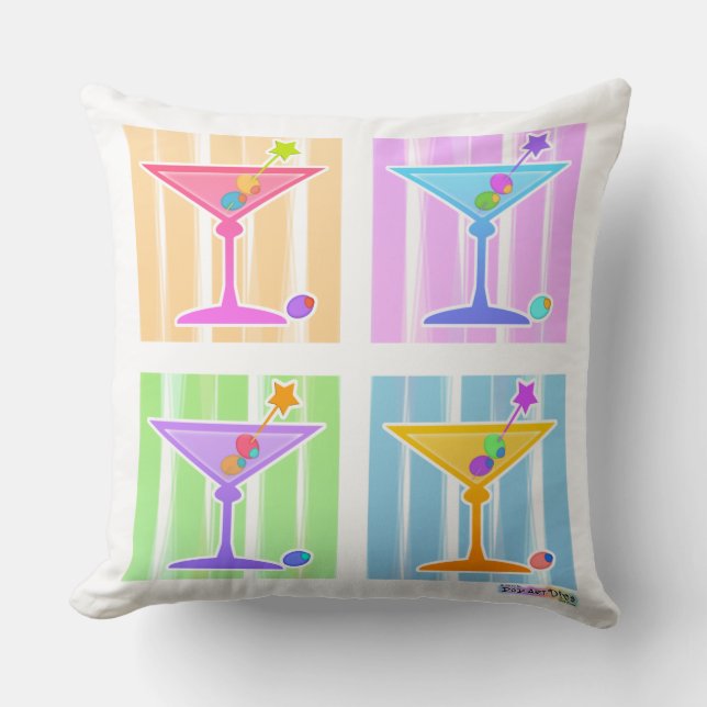 PASTEL POP ART MARTINIS KISSEN (Vorderseite)