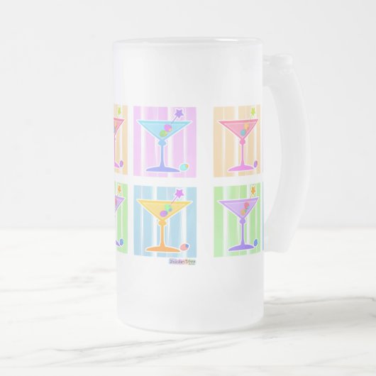 PASTEL POP ART MARTINIS MATTGLAS BIERGLAS (VorderseiteRechts)