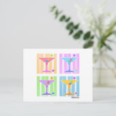 PASTEL POP ART MARTINIS POSTKARTE (Stehend Vorderseite)