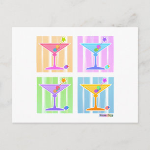 PASTEL POP ART MARTINIS POSTKARTE