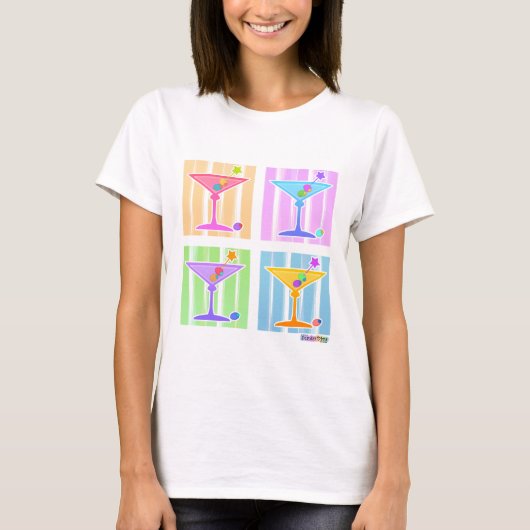 PASTEL POP ART MARTINIS T-Shirt (Vorderseite)