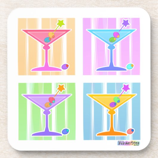 PASTEL POP ART MARTINIS UNTERSETZER (Vorderseite)