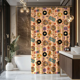 Pastel Pop Curtain Groovy 70s Colorful Accent Duschvorhang