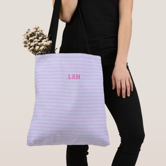 Pastel Pop Stripe Klassische Monogramm-Initialen Tasche (Von Nahem)