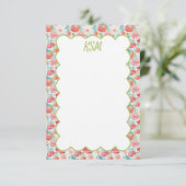 Pastel Poppies Monogram Stationery Dankeskarte (Stehend Vorderseite)