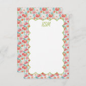 Pastel Poppies Monogram Stationery Dankeskarte (Vorne/Hinten)