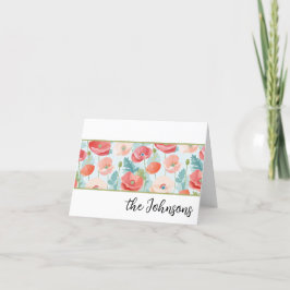Pastel Poppies Wasserfarbenstationery Dankeskarte