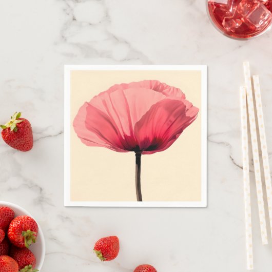 Pastel Poppy Bloom Minimalismus Serviette (Beispiel)