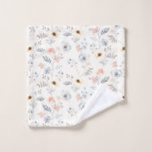 Pastel Poppy Blumengartenmuster Badhandtuch Set (Waschlappen)