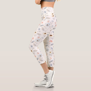 Pastel Poppy Blumengartenmuster Capri Leggings