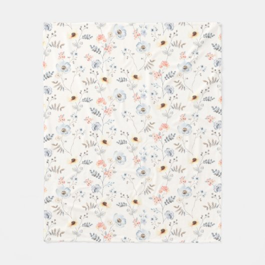 Pastel Poppy Blumengartenmuster Fleecedecke (Vorderseite)