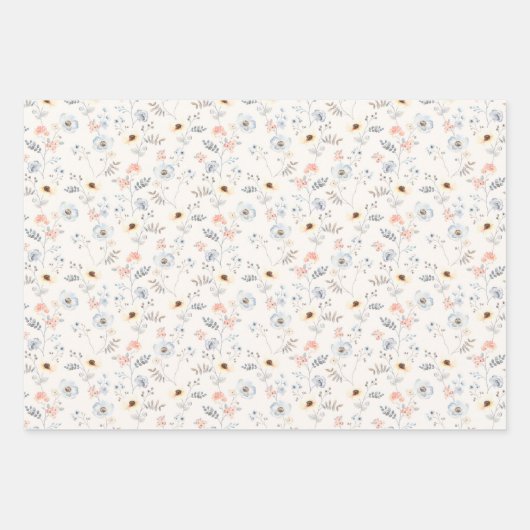 Pastel Poppy Blumengartenmuster Geschenkpapier Set (Vorderseite)