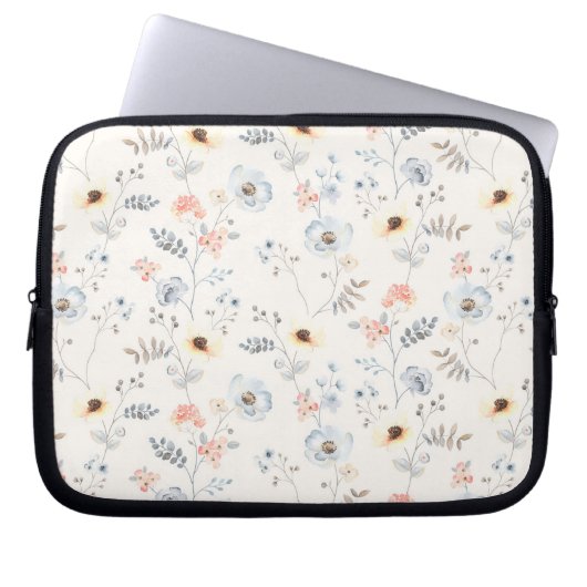 Pastel Poppy Blumengartenmuster Laptopschutzhülle (Vorderseite)