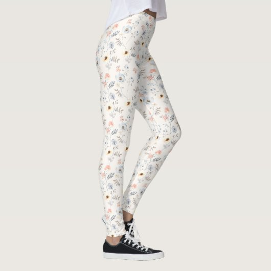Pastel Poppy Blumengartenmuster Leggings (Rechts)