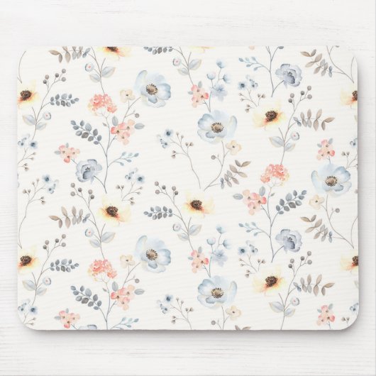 Pastel Poppy Blumengartenmuster Mousepad (Vorne)