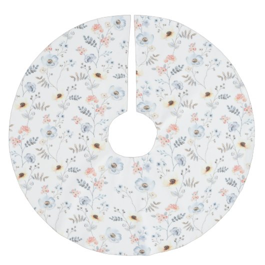 Pastel Poppy Blumengartenmuster Polyester Weihnachtsbaumdecke (Vorderseite)
