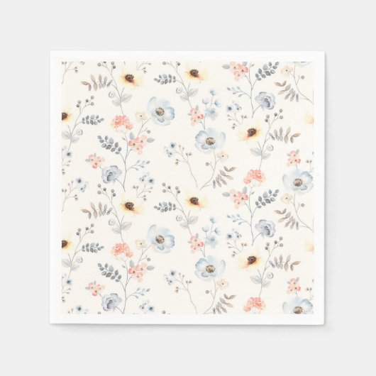 Pastel Poppy Blumengartenmuster Serviette (Vorderseite)