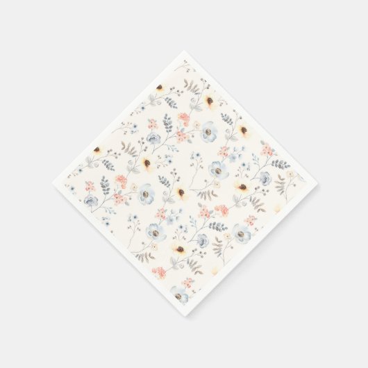 Pastel Poppy Blumengartenmuster Serviette (Ecke)