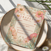 Pastel Poppy Garden Wedding RSVP Karte
