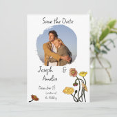 Pastel Poppy Wasserfarbe Hochzeit Speichern Sie da Einladung (Stehend Vorderseite)