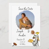 Pastel Poppy Wasserfarbe Hochzeit Speichern Sie da Einladung (Vorne/Hinten)