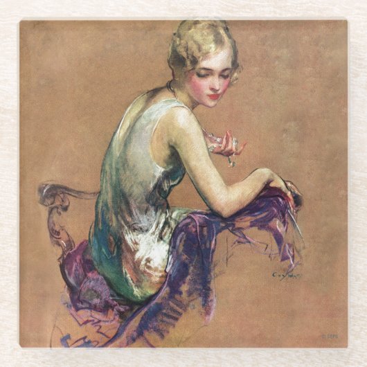 Pastel Portrait Glasuntersetzer (Vorderseite)