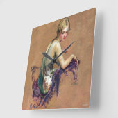 Pastel Portrait Quadratische Wanduhr (Winkel)