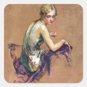 Pastel Portrait Quadratischer Aufkleber