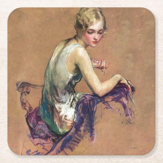 Pastel Portrait Rechteckiger Pappuntersetzer (Vorderseite)