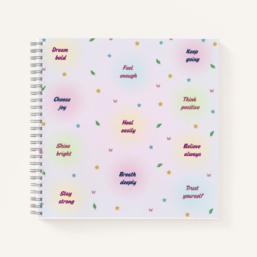 Pastel Positive Affirmations Pattern Notizblock (Vorderseite)