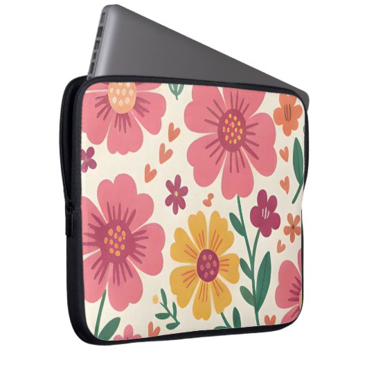 Pastel Posy Whimsical Floral Pattern Laptopschutzhülle (Vorne Rechts)