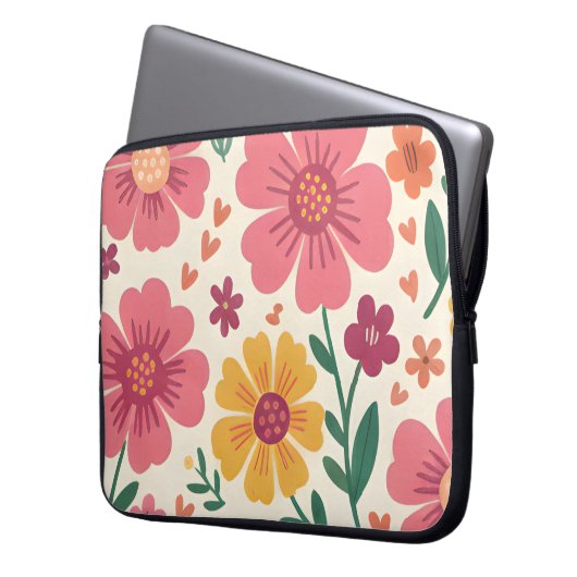 Pastel Posy Whimsical Floral Pattern Laptopschutzhülle (Vorderseite Links)