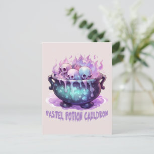 Pastel Potion Cauldron mit Lila Schädel Postkarte