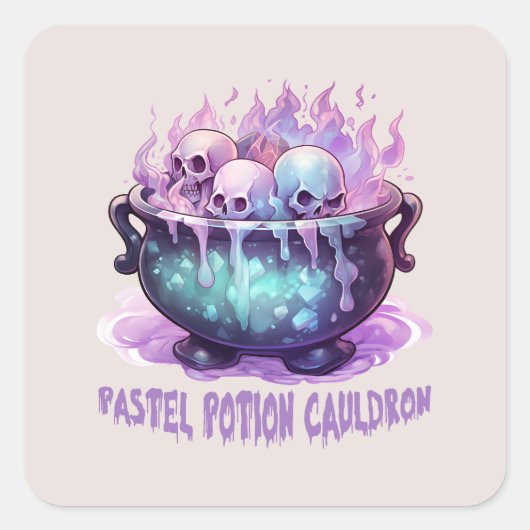 Pastel Potion Cauldron Quadratischer Aufkleber (Vorderseite)