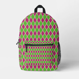 Pastel Preppy Golf Raute Muster Bedruckter Rucksack