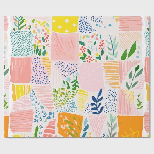 Pastel Preppy Patchwork Geschenkpapier (Flach)
