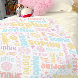 Pastel Preppy Smilie Gesichter Star individuelle N Fleecedecke
