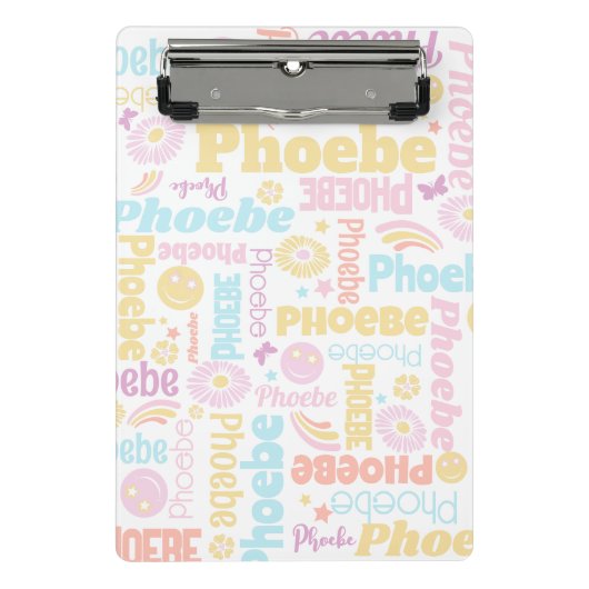 Pastel Preppy Smilie Gesichter Star individuelle N Mini Klemmbrett (Vorderseite)