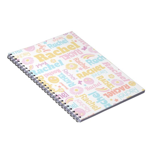 Pastel Preppy Smilie Gesichtsstar individuelle Nam Notizblock (Rechte Seite)