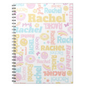Pastel Preppy Smilie Gesichtsstar individuelle Nam Notizblock (Vorderseite)