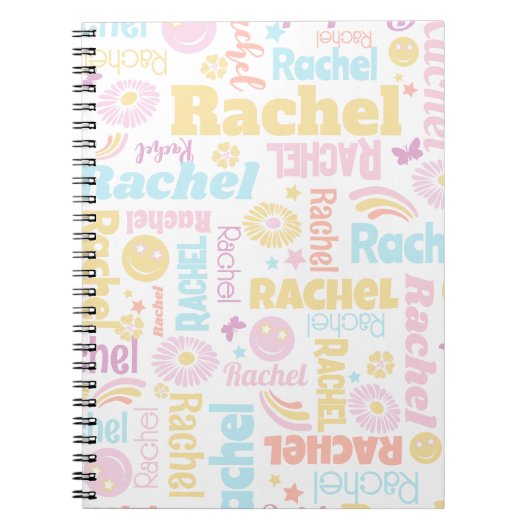 Pastel Preppy Smilie Gesichtsstar individuelle Nam Notizblock (Vorderseite)