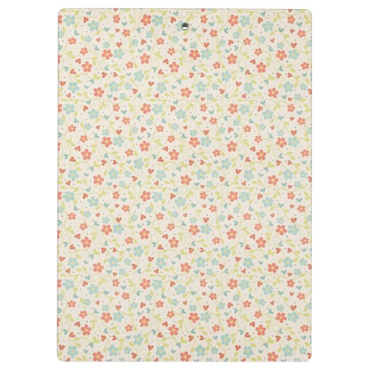 Pastel Pretty Spring Floral Pattern Monogram Klemmbrett (Rückseite)