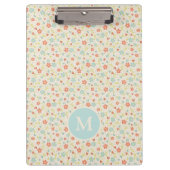 Pastel Pretty Spring Floral Pattern Monogram Klemmbrett (Vorderseite)