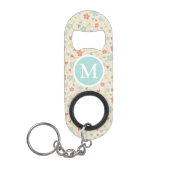 Pastel Pretty Spring Floral Pattern Monogram Mini Flaschenöffner (Vorderseite)