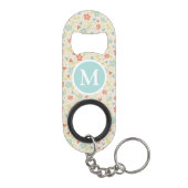 Pastel Pretty Spring Floral Pattern Monogram Mini Flaschenöffner (Rückseite)