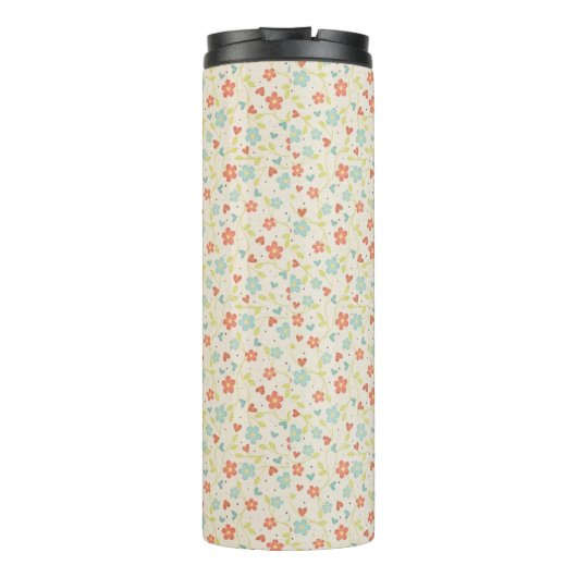 Pastel Pretty Spring Floral Pattern Monogram Thermosbecher (Rückseite)