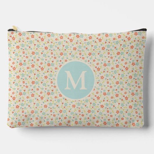 Pastel Pretty Spring Floral Pattern Monogram Zubehörtasche (Vorderseite)